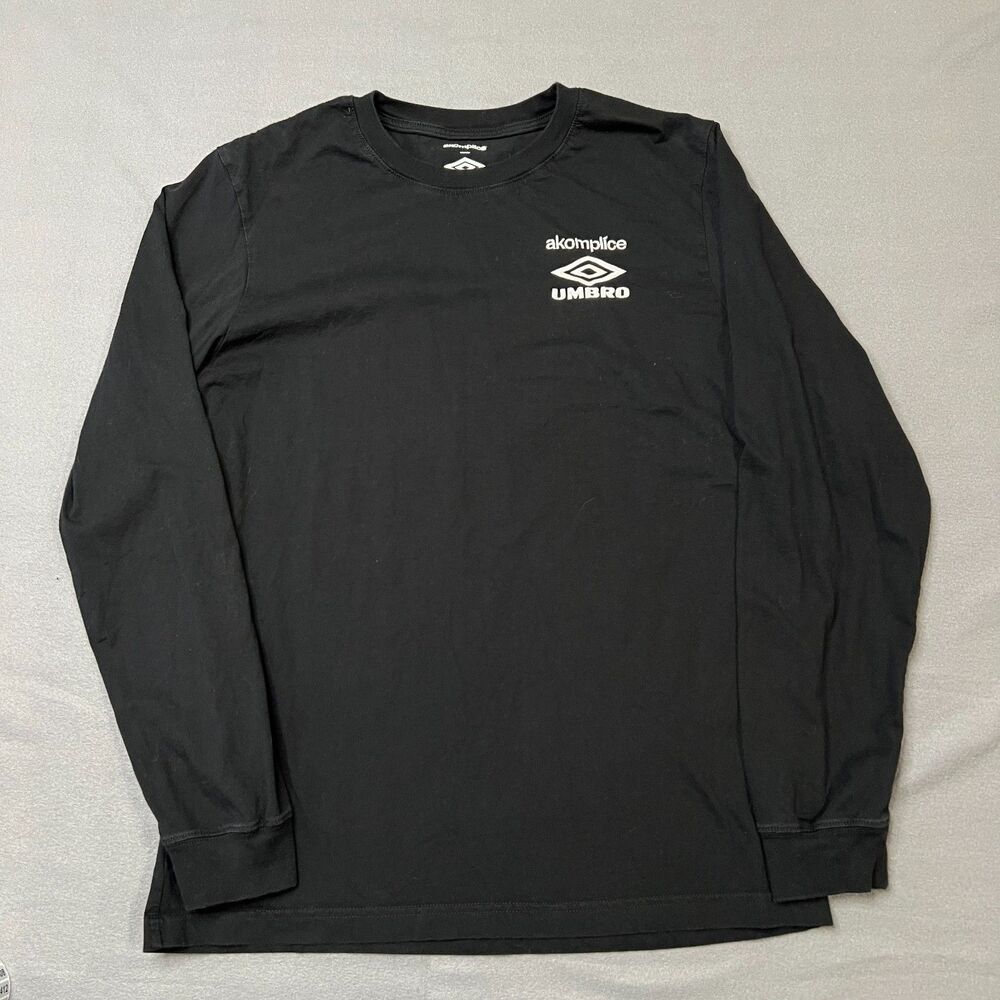 Akomplice x Umbro T-Shirt Men's Large Black Cotton World Peace Long Sleeve Tee